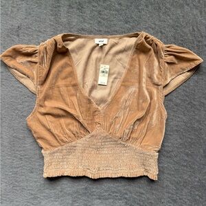 Aerie Camel Velvet Blouse